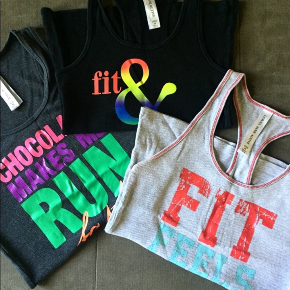 3 Lorna Jane Active Tank Tops Size M